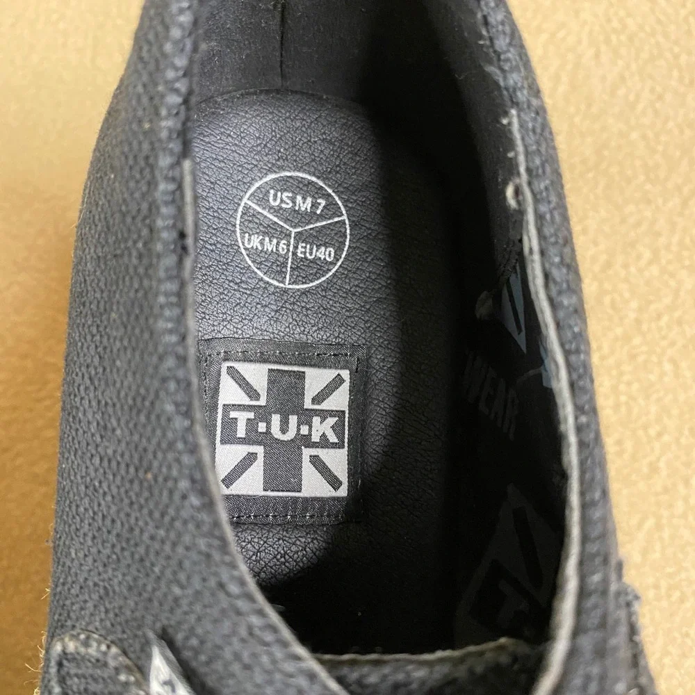 TUK Footwear Black Canvas Platform Shoe Sneaker Lace‎ Up Women's Casual US 7 EUC